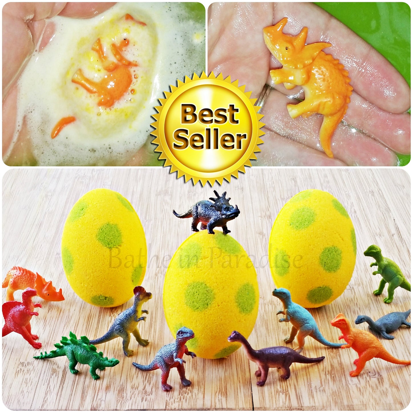 Double Toys Inside Option! Dino Egg Bath Bomb (1) | Dinosaur Inside | Aprox 4.5 ounce, 3.25 Inch | Kids Surprise Fizzy