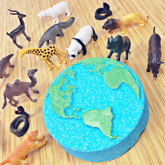 Earth Bath Bomb 2 Toys Inside! XL Animals of the World Bath Bomb For Kids