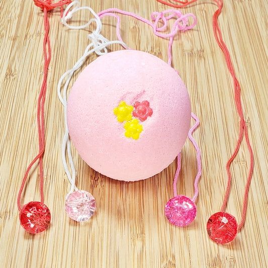 Gem Necklace Surprise Inside Bath Bomb | Acrylic Childrens Gemstone | For Kids