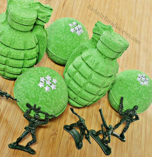 Army Men Toy Bath Bombs | Optional Grenade Shape | Surprise Bath Bombs for Kids
