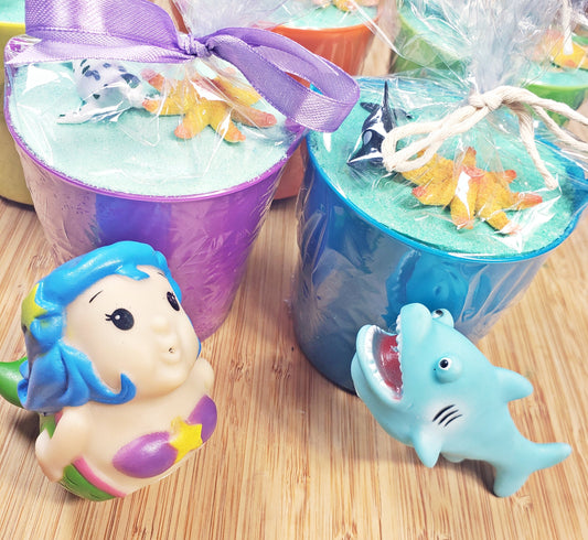 Shark OR Mermaid Squirt Toy Bath Bomb Bucket | 2 Sea Animals on TOP, 1 Mermaid or Shark INSIDE