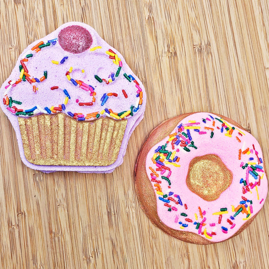XL Sweet Treat Bath Bomb | Cupcake or Pink Doughnut | NO TOY
